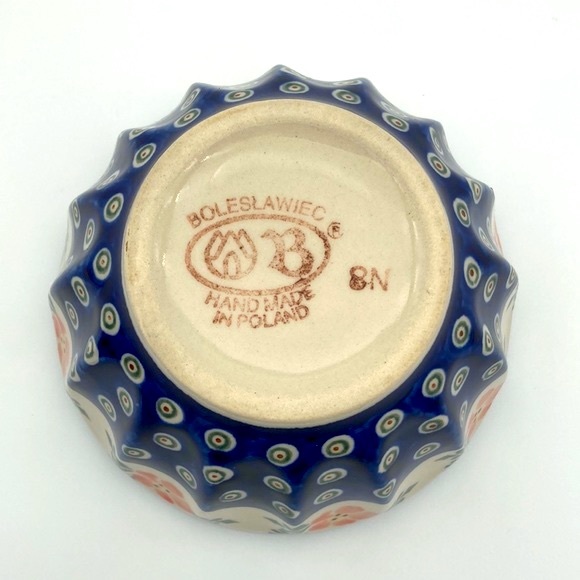 Polish Pottery Bowl with Scalloped Sides - Picture 4 of 7